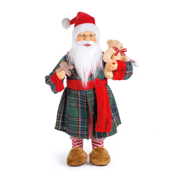 Papai Noel Roupão 46cm Pijama Pantufas Decoração Natal