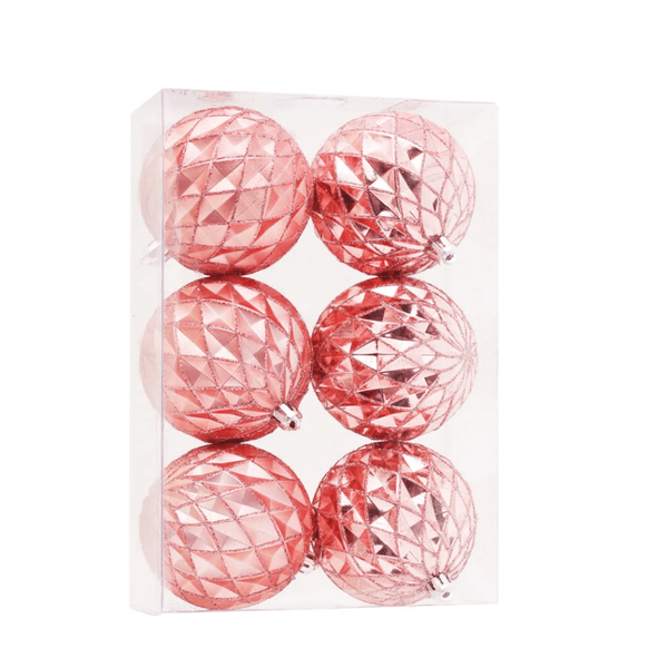 Jogo 6 Bolas de Natal Gomos Rosa 8cm Cromus