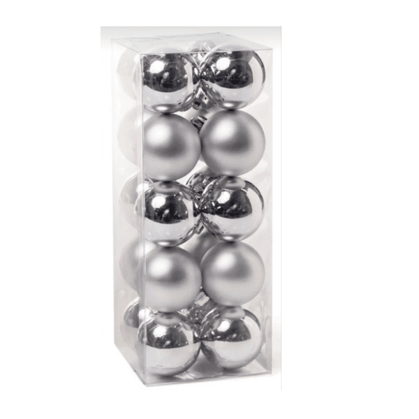 Kit 20 Bolas Natal Sortidas 4cm Prata Cromus