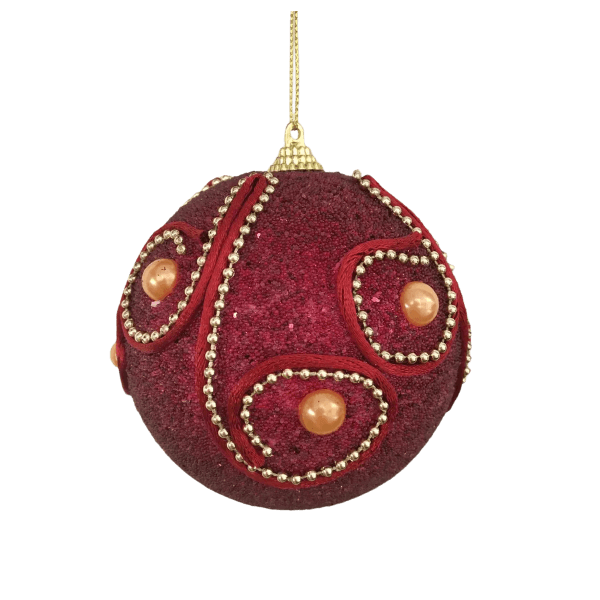 Bola Decorada Vinho e Dourado 10 cm Com 3 Unidades