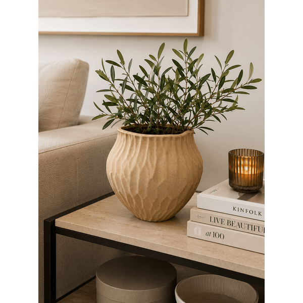Vaso Decorativo Cerâmica Areia Textura Orgânico 19,5cm