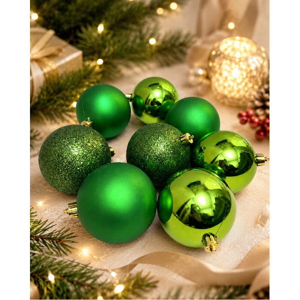 Tubo 8 Bolas De Natal Sortidas Verde 8cm Cromus Natal