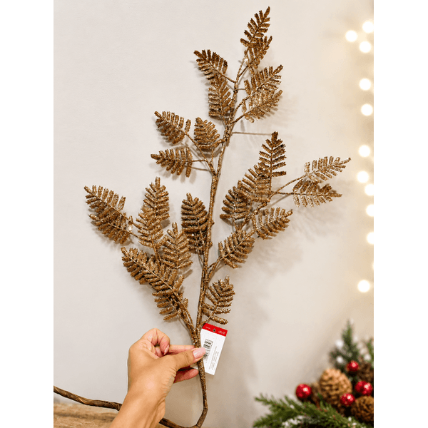 Galho Natalino Dourado Envelhecido C Brilho 85cm Tok Da Casa