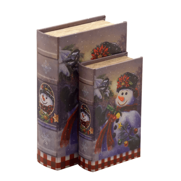 Jogo 2 Caixa Livro Natalino com Boneco De Neve