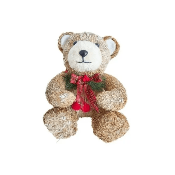 Enfeite Decoração De Natal Urso Palha 26cm Tok Da Casa