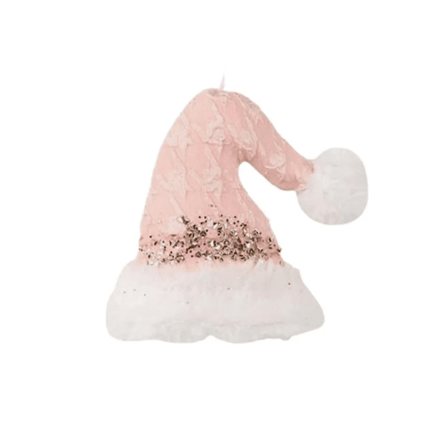 Gorro Papai Noel Pendente Rosa 12cm Decoração Natal