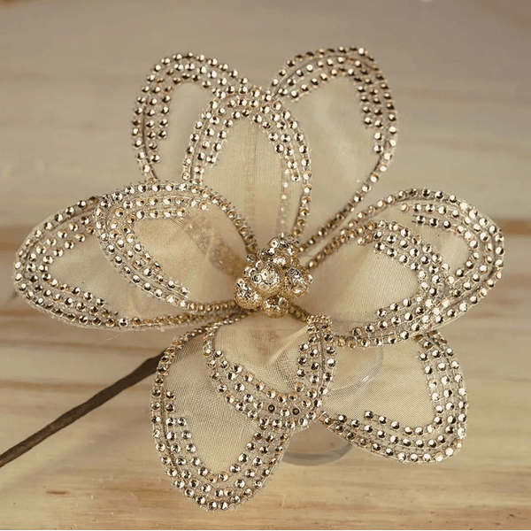 Flor Natalina Champagne Luxo 38cm Natal