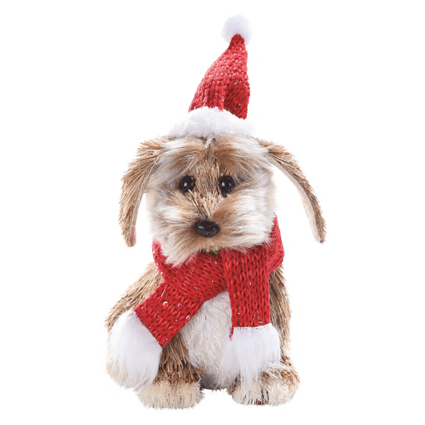 Cachorro Decorativo Com Cachecol E Gorro 19cm Cromus Natal