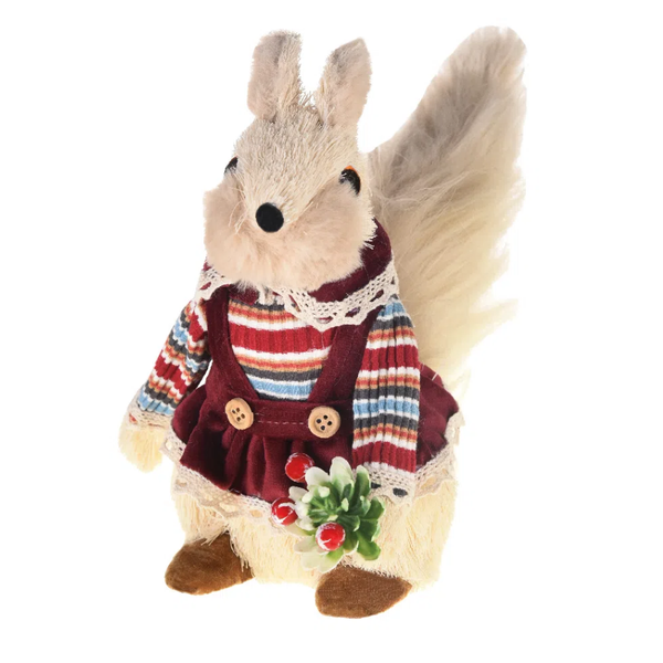 Esquilo Vestido Marsala E Listras Com Pick 21cm Cromus Natal