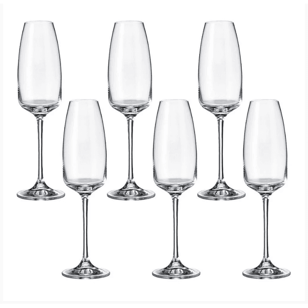 Jogo 6 Taças Champagne em Cristal 290ml Linha Anser Bohemia