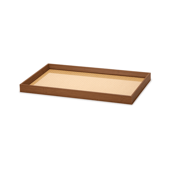 Bandeja Retangular em MDF Marrom com Rattan 45cm Mart