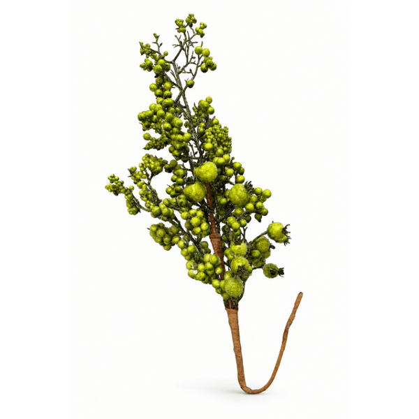 Galho Grande De Natal Berry Frutinhas Verde 60cm Tok da Casa