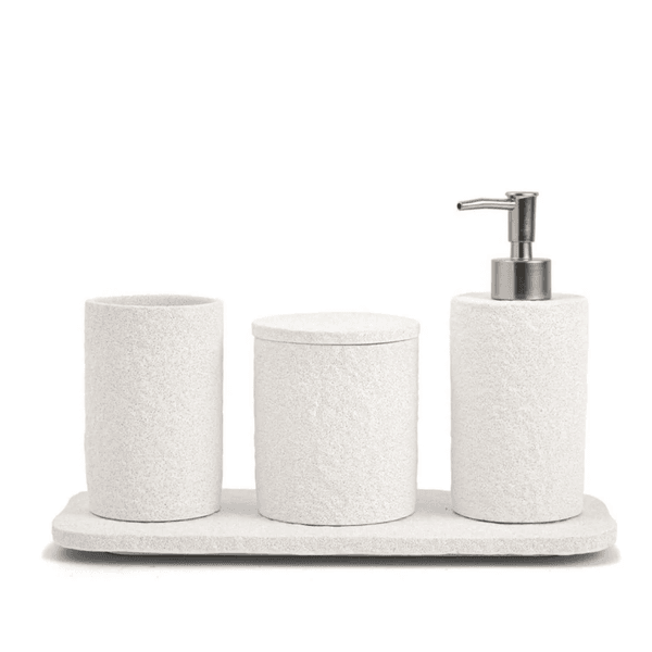 Kit Para Banheiro Lavabo Branco Cimento Mart 4 Peças