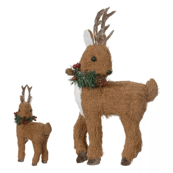 Decoração Natal Rena Em Pé Sisal Marrom 21cm