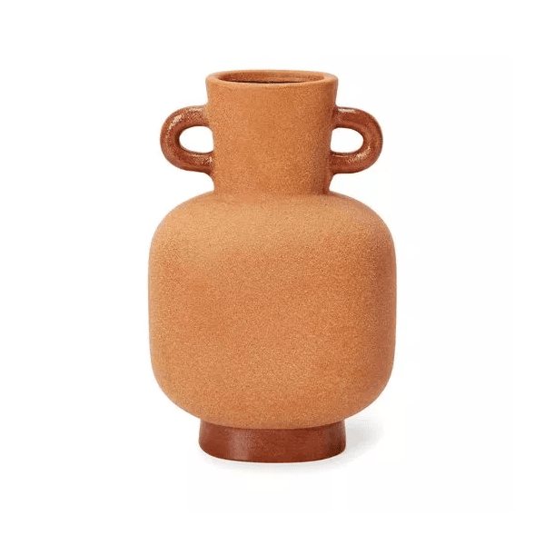 Vaso Em Ceramica Marrom Com Alça Mart 23,5cm