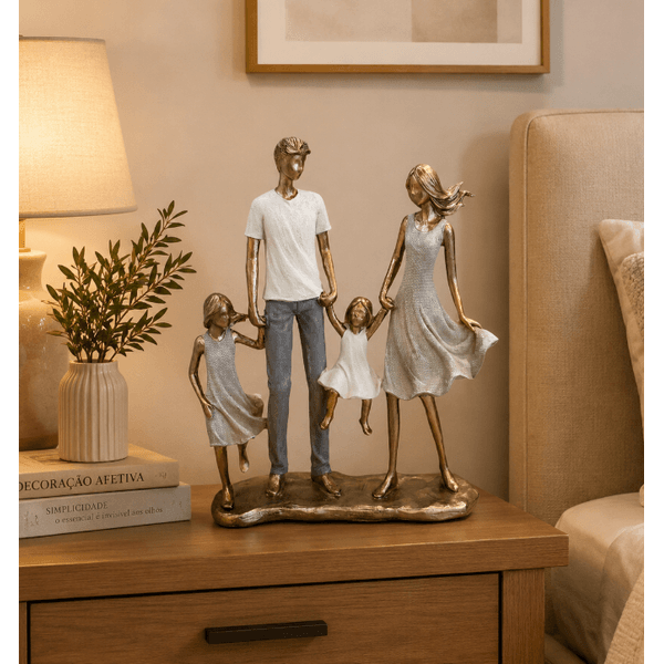 Escultura Decorativa Família Casal De Filhas