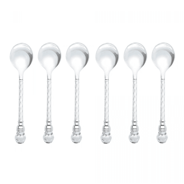 Conjunto 6 Colheres De Café De Zamac Crystal Prata Wolff