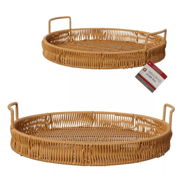 Bandeja Rattan C/ Alça Autumn Hauskraft 35 Cm P/ Servir