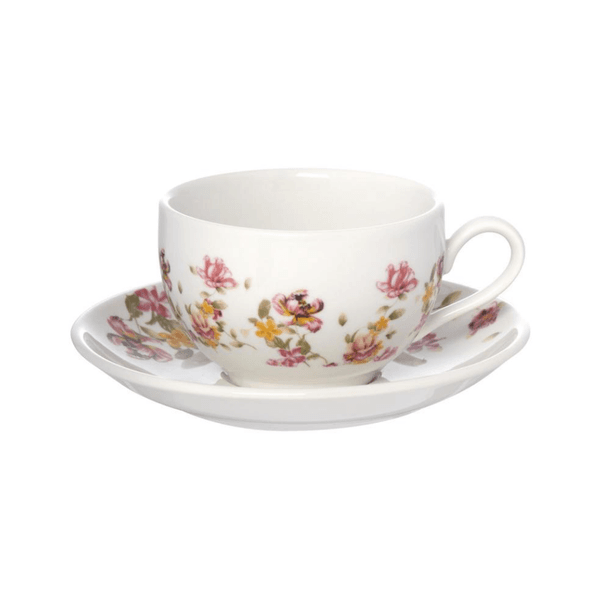 Jogo de Xícaras para Chá com Pires Le Jardin em Porcelana 6 Pçs 160ml