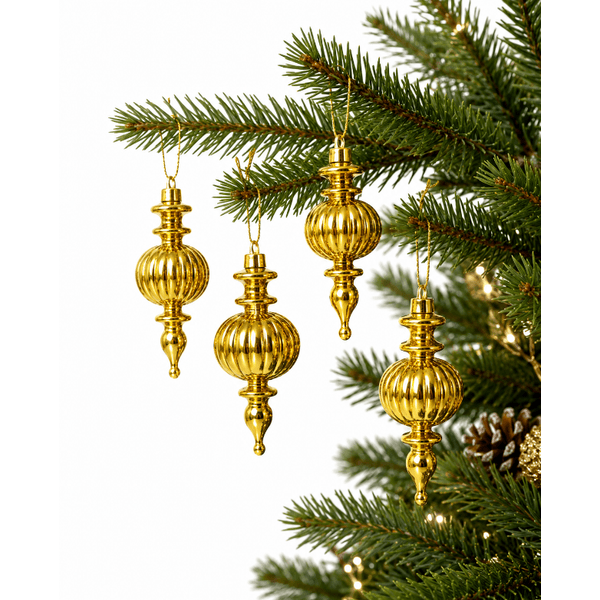 Enfeite Pendente Natal Decoração Dourado 4 Unidades
