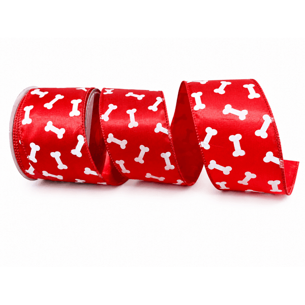 Fita De Natal Vermelha 6,3cm Com Ossinhos 9,14mts Pet