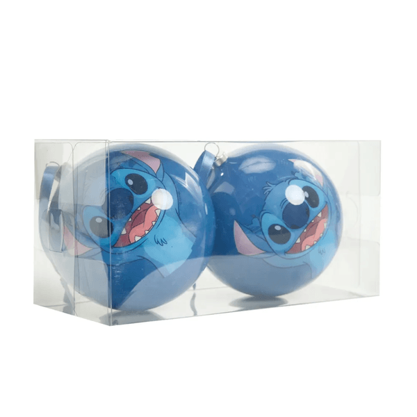 Jogo 2 Bolas De Natal Decorada Disney Stitch 10cm 2 Unidades