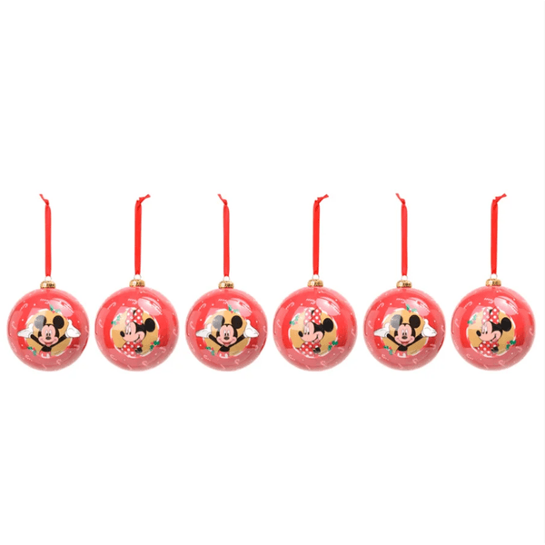 Jogo 6 Bolas Natal Disney Original Mickey Minnie 6cm