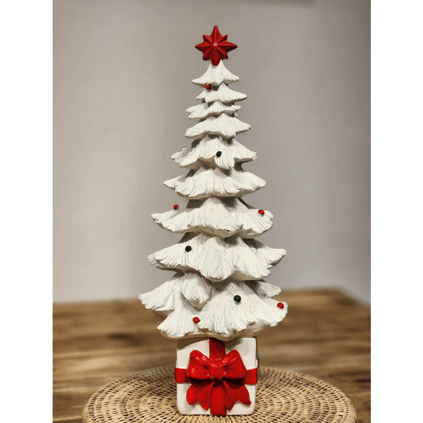Árvore Decorativa Resina Natal Estrela Laço 38,2cm