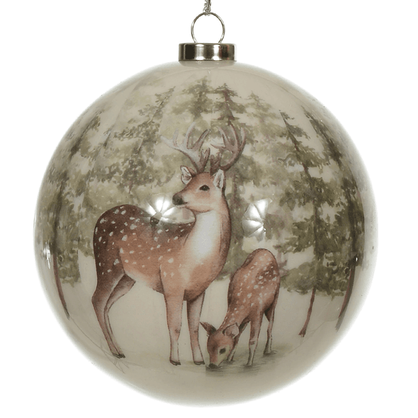  Jogo 2 Bolas Decoradas Rena Natal 8cm