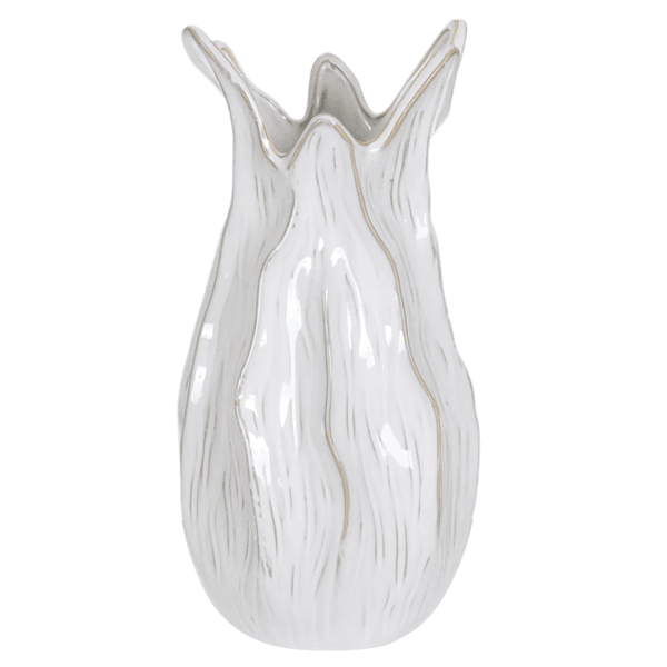 Vaso Decorativo Cerâmica Orgânico 40cm Off White 