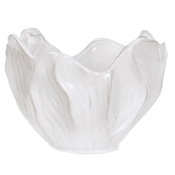 Centro de Mesa Decorativo Cerâmica Orgânico 25,5cm Off White