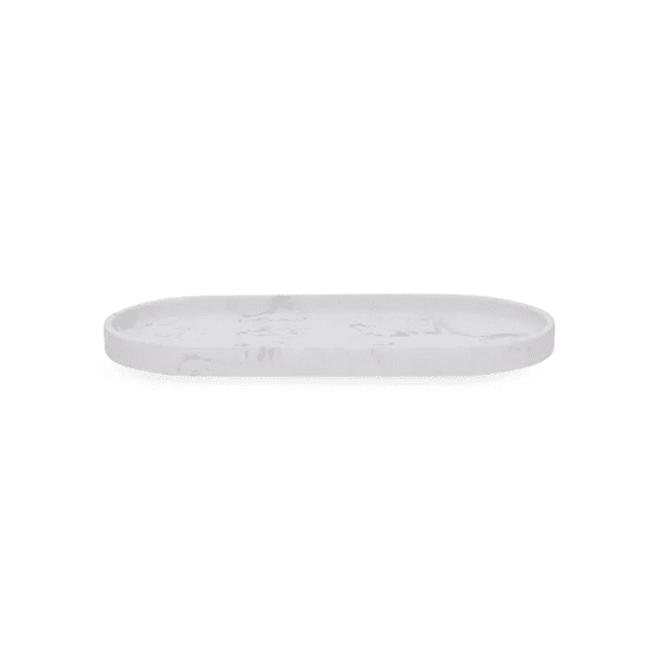 Bandeja Em Polirresina Marmorizada Off White Mart 30cm