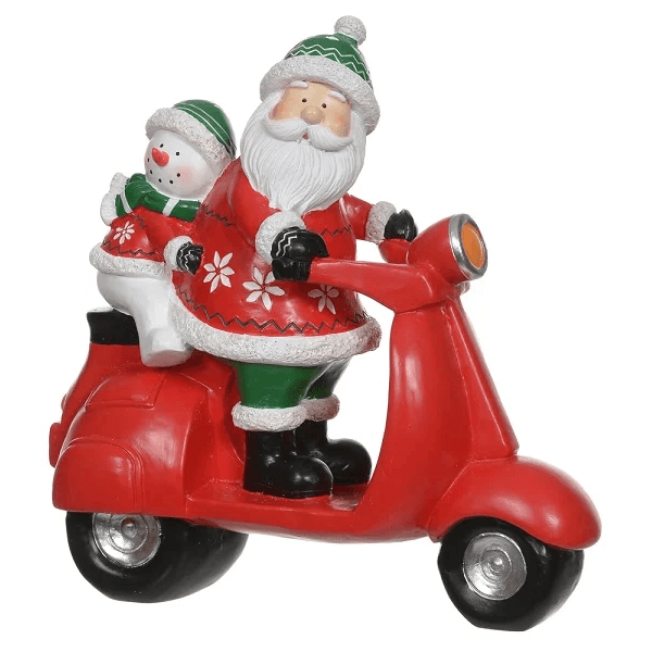 Enfeite Decorativo Papai Noel na Moto Resina