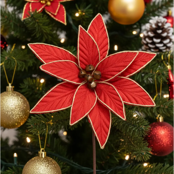 Bico Papagaio Natal Aveludado Vermelho Com Guizo Natal