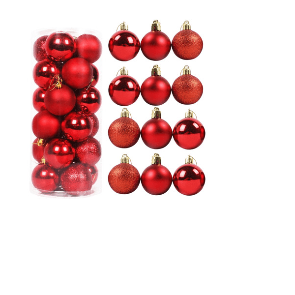 Bola De Natal 50 Unidades Vermelha 6cm Mista Glitter Luxo