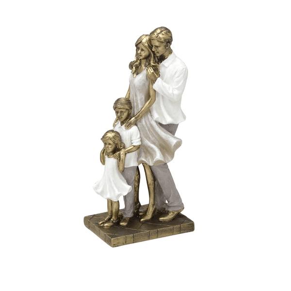 Escultura Família Decorativa Casal Com Casal De Filhos