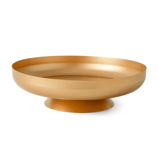 Centro de Mesa em Metal Redondo Dourado com Pé