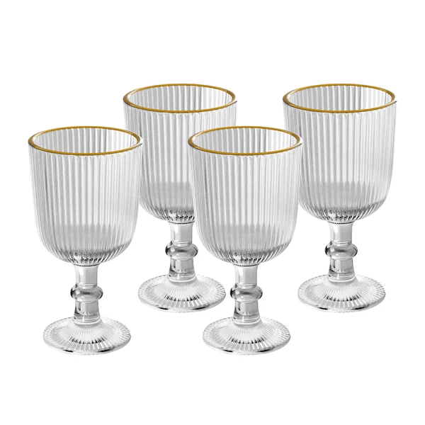  Conjunto 4 Taças de Vidro para Licor com Fio de Ouro Lines 75ml Wolff