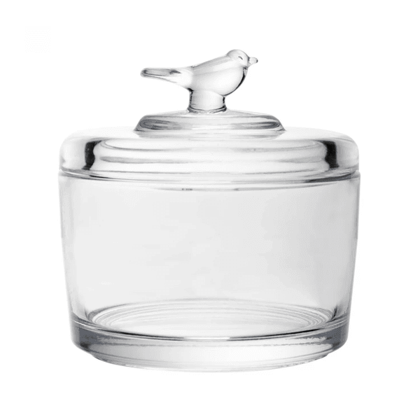 Pote de Cristal Ecológico com Tampa Bird 7,5cm x 7,5cm x 8,5cm Wolff