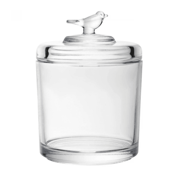 Pote de Cristal Ecológico com Tampa Bird 8,5cm x 8,5cm x 11,5cm Wolff