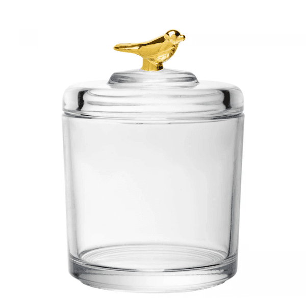 Pote com Tampa Golden Bird 10,5cm x 10,5cm x 14,5cm Cristal Ecológico Wolff