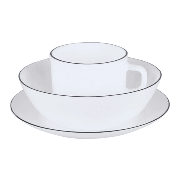 Jogo Para Café Da Manhã Dama Branco & Preto 3Pçs