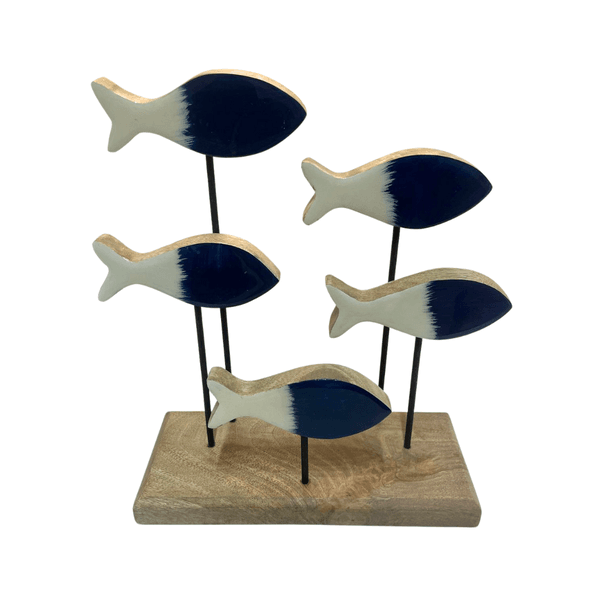 Decoração Marítima Para Casa Em Madeira Com Peixes 30cm