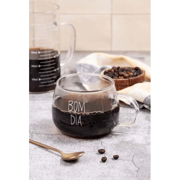 Caneca Bom Dia 300ml Vidro Borossilicato
