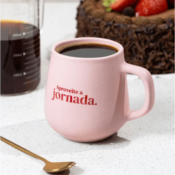 Caneca Cerâmica Rosa Aproveite a Jornada 260ml