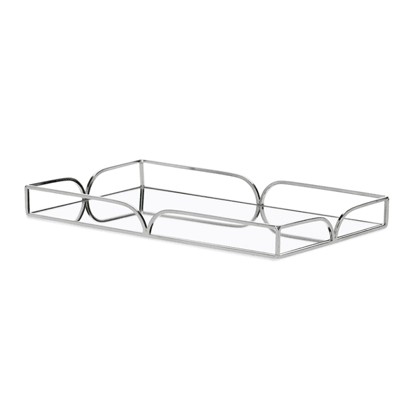 Bandeja Decorativa Prata De Metal Espelhada 35cm Mart