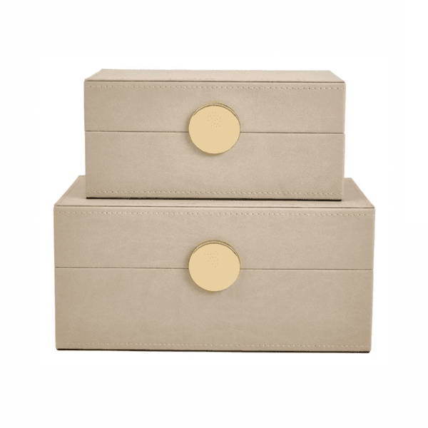 Kit Caixa Decorativa E Organizadora Em Pu Bege
