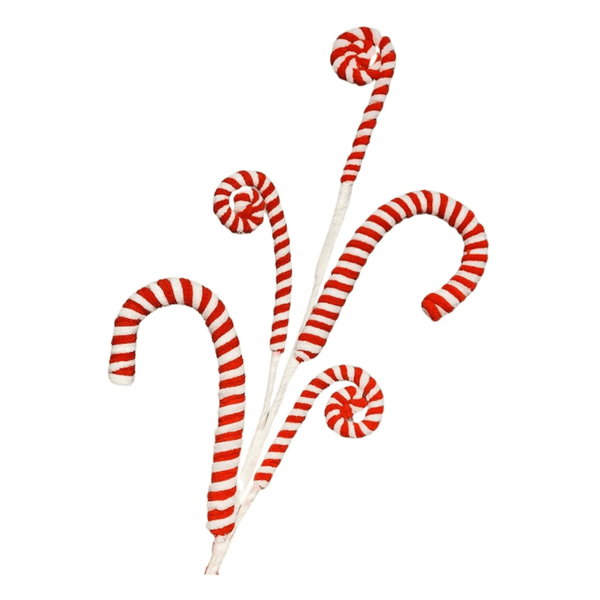 Galho Candy Cane Natal Branco Vermelho Enfeite Arvore Decor