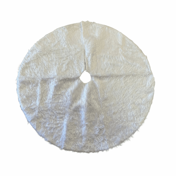 Saia De Árvore Natal Branco Pelinho Alto Pelúcia 1,20cm