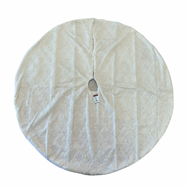 Saia De Árvore Natal Branco E Dourado Pelinho Luxo 120cm
